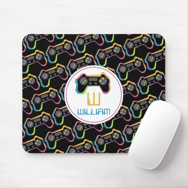 Mousepad Monograma de jogos para adolescentes, gamers, vide (Com mouse)