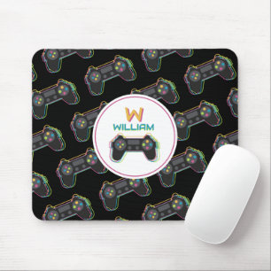Mousepad Monograma de jogos para adolescentes, jogadores, v