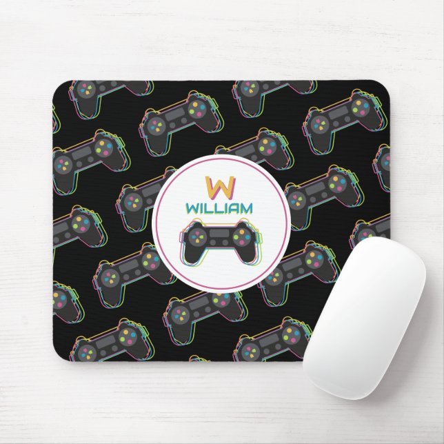 Mousepad Monograma de jogos para adolescentes, jogadores, v (Com mouse)