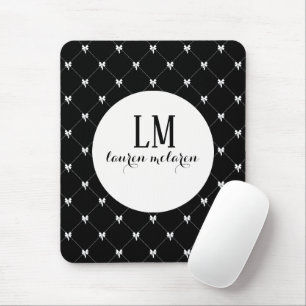 Mousepad Monograma de Laço Preto e Branco