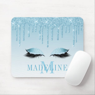 Mousepad Monograma de Lashes Azuis Motonáveis Modernos