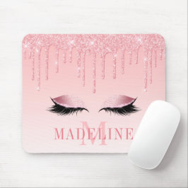 Mousepad Monograma de Lashes Rosa Moderno Fashionável