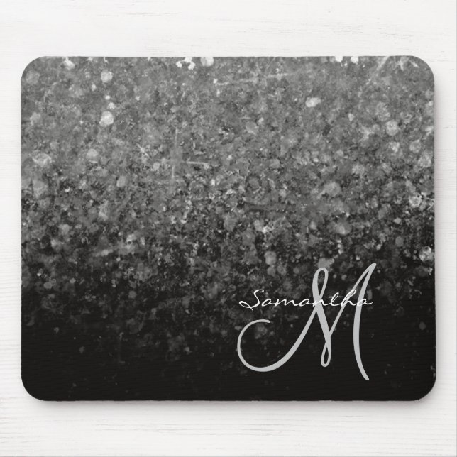 Mousepad Monograma de Lente Moderna e Lâmpada Negra  (Frente)