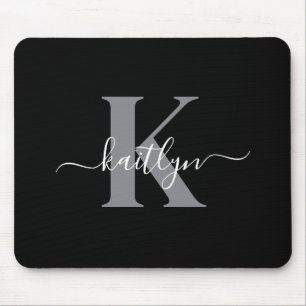 Mousepad Monograma de Letra com Grafia Preta Moderna