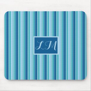 Mousepad Monograma de listras azuis clássicas e profission