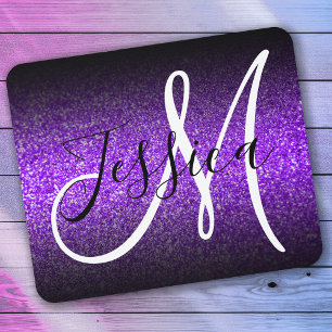 Mousepad Monograma de Literatura Violeta de Ombre Preto Ele
