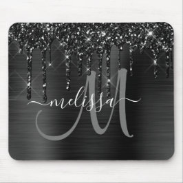 Mousepad Monograma de Lixo Metálico com Lixo Preto Chic