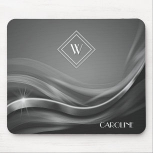Mousepad Monograma de luxo metálico preto