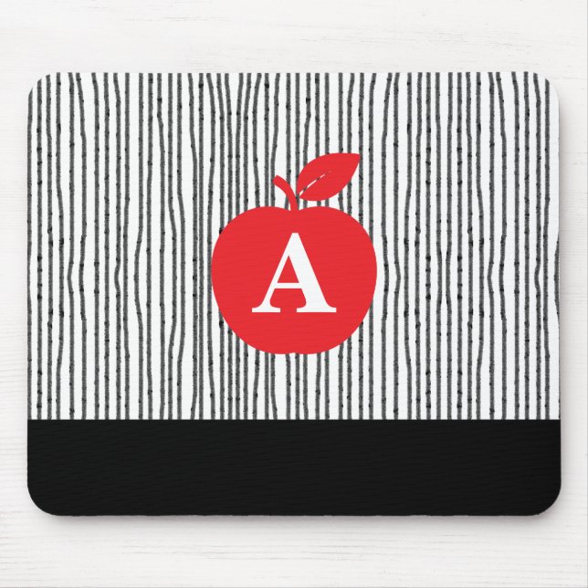 Mousepad Monograma de Maçã Vermelha (Frente)
