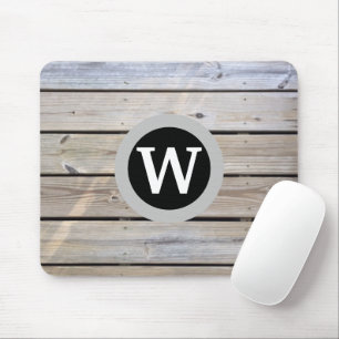 Mousepad Monograma de Madeira de Pinho Envelhecida