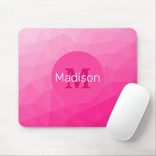Mousepad Monograma de Malha Geométrica Gradiente Rosa Quent