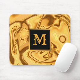Mousepad Monograma de Mármore Dourado Elegante de luxo