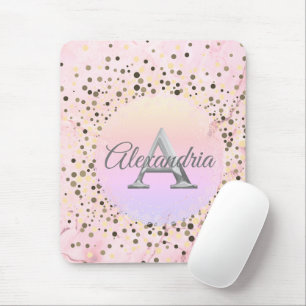 Mousepad Monograma de Mármore Rosa Espetado