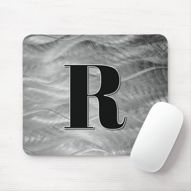 Mousepad Monograma de metal escovado com abstrato (Com mouse)