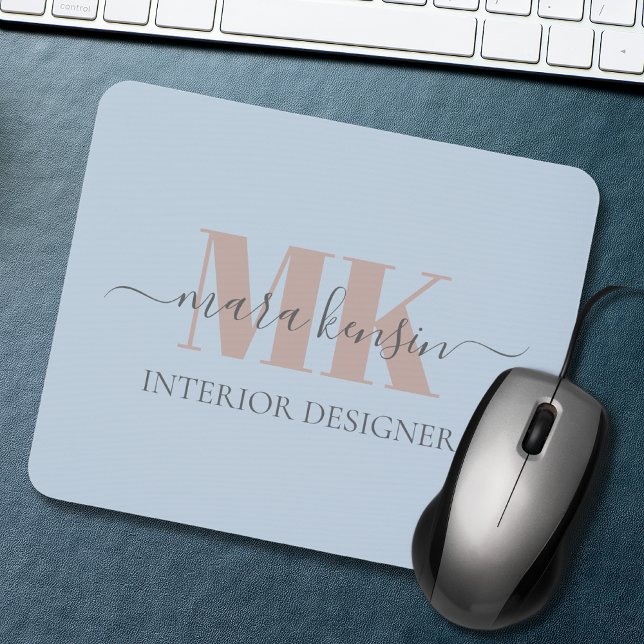 Mousepad Monograma de Modert Mocha Mousse em Azul Poeirento (Criador carregado)