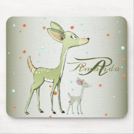 Mousepad Monograma de Natal Cervos Verdes Férias Fofo