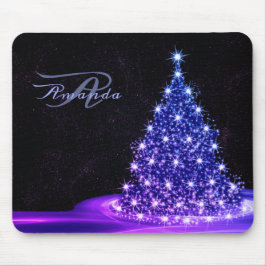 Mousepad Monograma de Natal Rosa Azul Inverno Preto Rústico