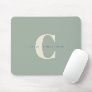 Mousepad Monograma de Nome Chic Simples e Elegante em Verde