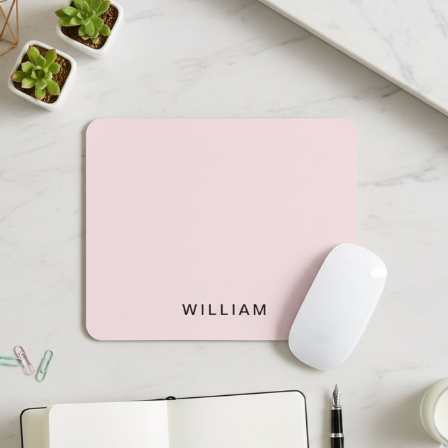 Mousepad Monograma de nome e cor-de-rosa personalizado | Pe (Criador carregado)