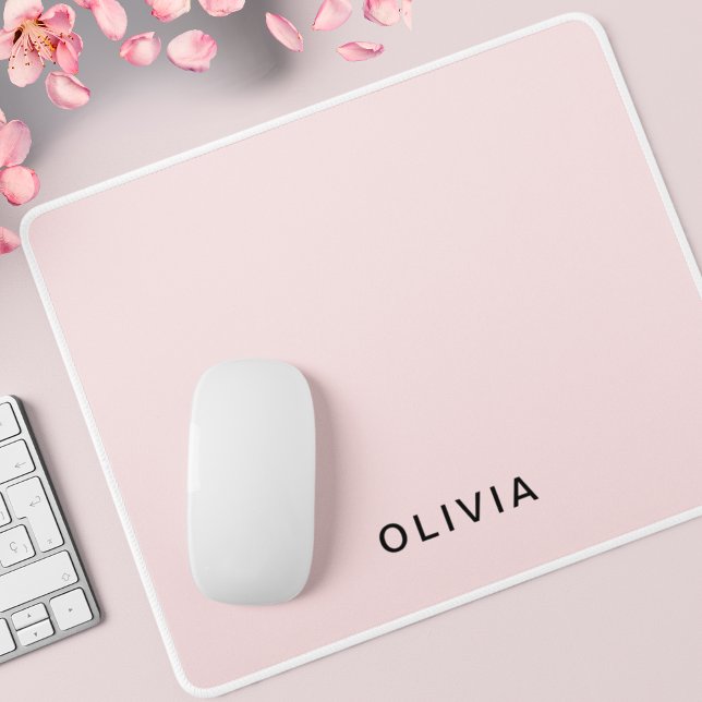 Mousepad Monograma de nome e cor-de-rosa personalizado | Pe (Criador carregado)