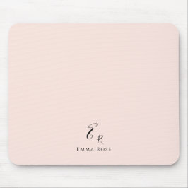 Mousepad Monograma de Nome Minimalista Elegante Rosa Bege