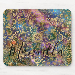 Mousepad Monograma de Nome Personalizado de Mandala Galaxy,
