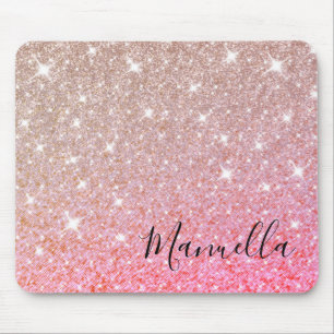 Mousepad Monograma de Nome Personalizado Glitter Dourado Gi