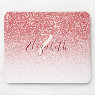 Mousepad Monograma de Ombre Dourado Rosa