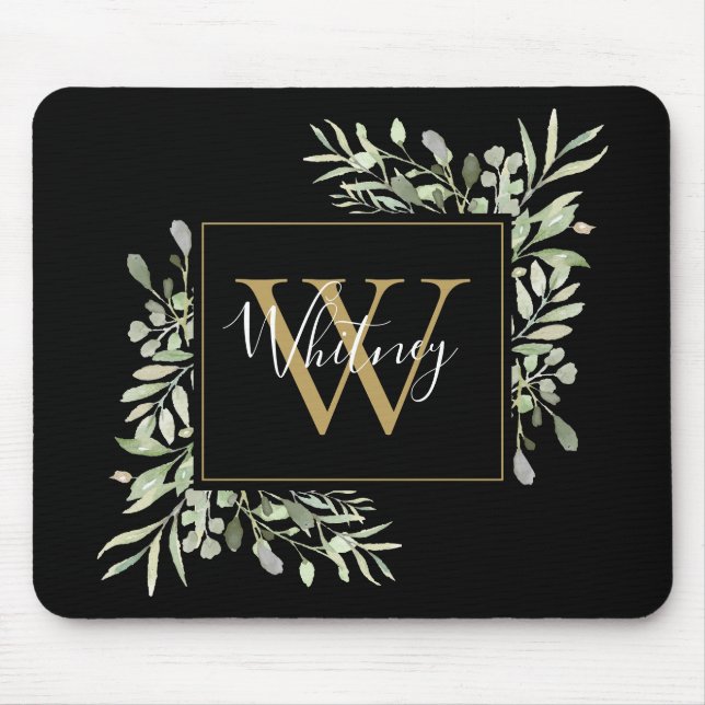 Mousepad Monograma de Ouro Preto Flora Verde (Frente)