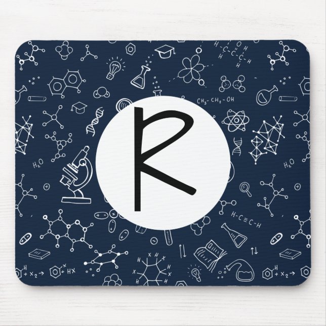 Mousepad Monograma de Padrão de Química/Ciência (Frente)