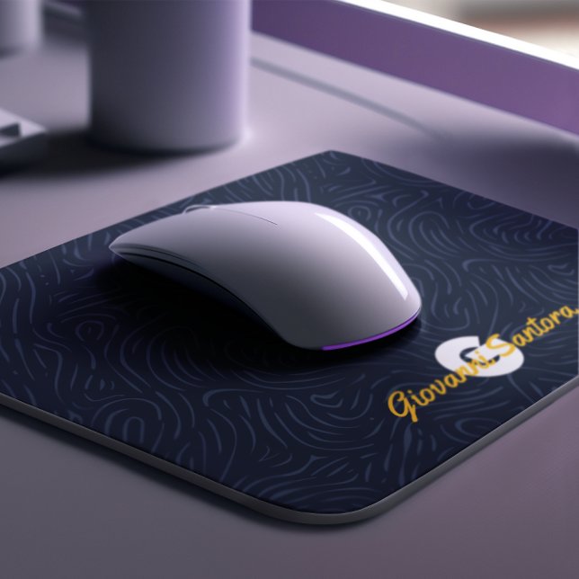 Mousepad Monograma de padrão do Marinho moderno (Criador carregado)