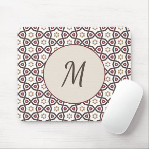 Mousepad Monograma de Padrão Geométrico Abstrato Branco Ver