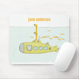 Mousepad Monograma de Peixes Submarinos Submarinos Cúbicos 
