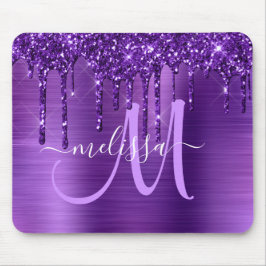 Mousepad Monograma de Pincel com Glitter Roxo