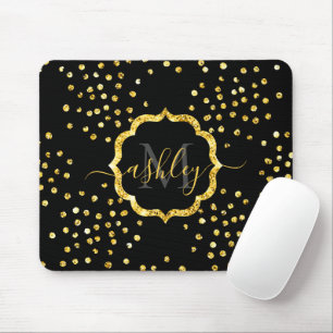 Mousepad Monograma de pontos brilhantes do ouro