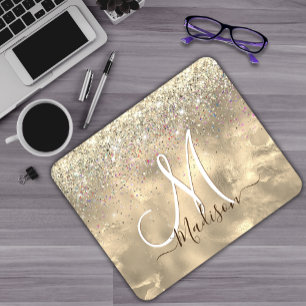Mousepad Monograma de relva de ouro de mármore