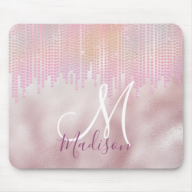 Mousepad Monograma de rocha rosa de microfone (Frente)