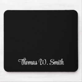 Mousepad Monograma de Script Branco Moderno Preto