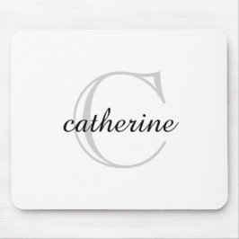 Mousepad Monograma de Script Branco Simples Clássico