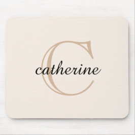 Mousepad Monograma de Script de bege Clássico
