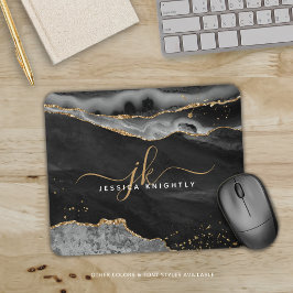 Mousepad Monograma de Script Dourado de Literatura de Agato