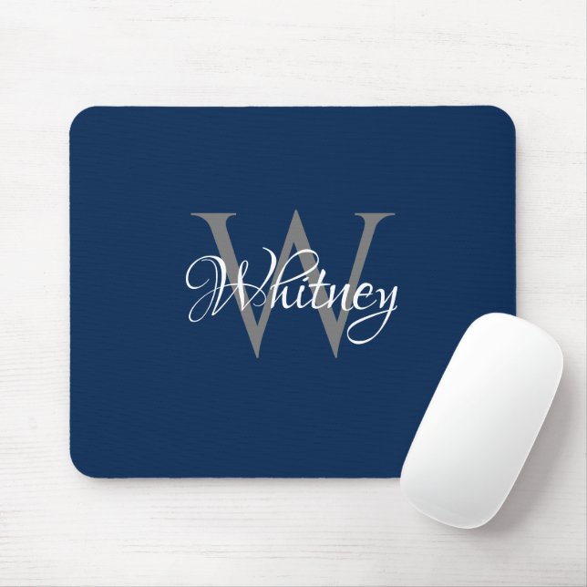 Mousepad Monograma de Script Inicial Personalizado (Com mouse)