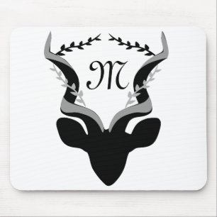Mousepad Monograma de Silhueta de Antílope Escuro