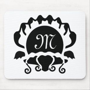 Mousepad Monograma de Silhueta de Seashell Aberta Elegante