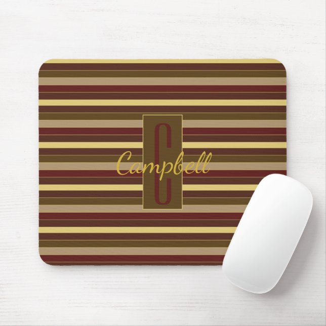 MOUSEPAD MONOGRAMA DE STRIPES VERMELHAS DOURADAS CLÁSSICAS  (Com mouse)