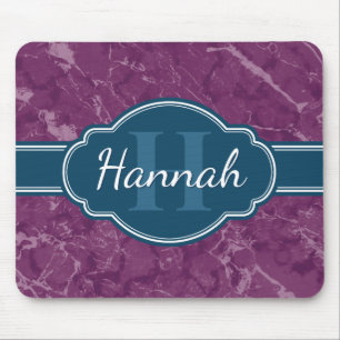 Mousepad Monograma de Teal de Mármore Roxo