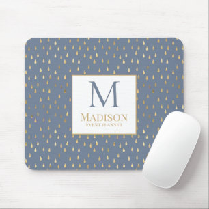 Mousepad Monograma de Tendência Moderna da Raindrop Dourada