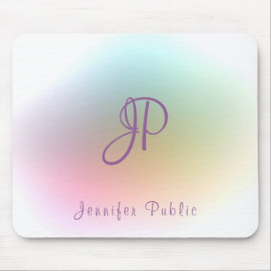 Mousepad Monograma de Tendência Texto Colorido Colorido Mod