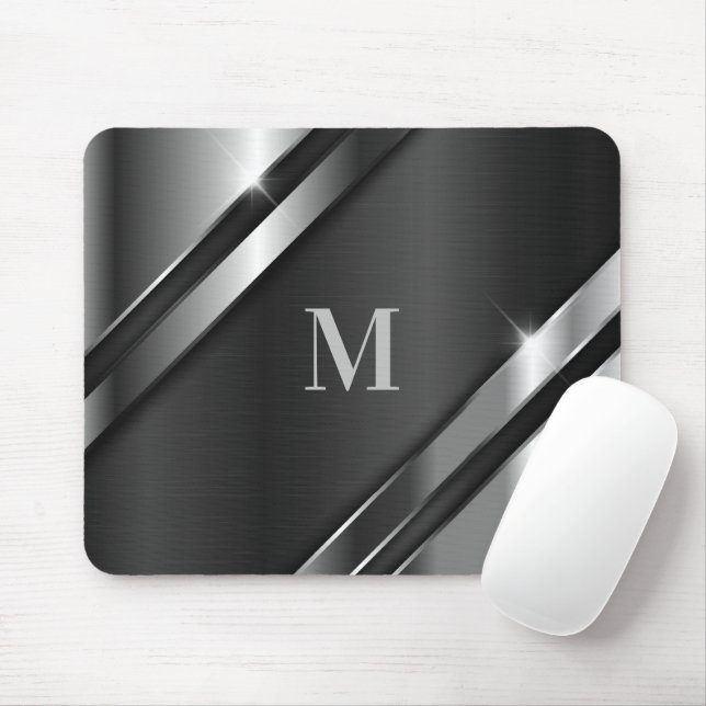 Mousepad Monograma de textura metálica (Com mouse)
