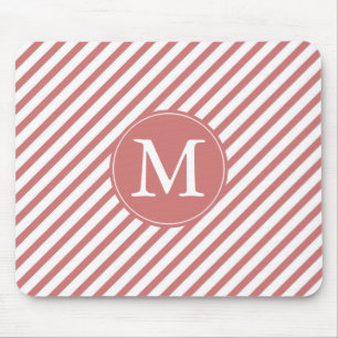Mousepad Monograma de tiras brancas e corais